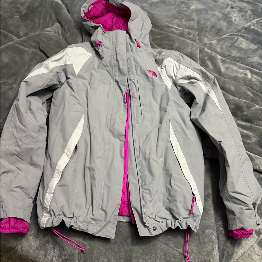 The North Face Women's Gray and Pink Ski Jacket